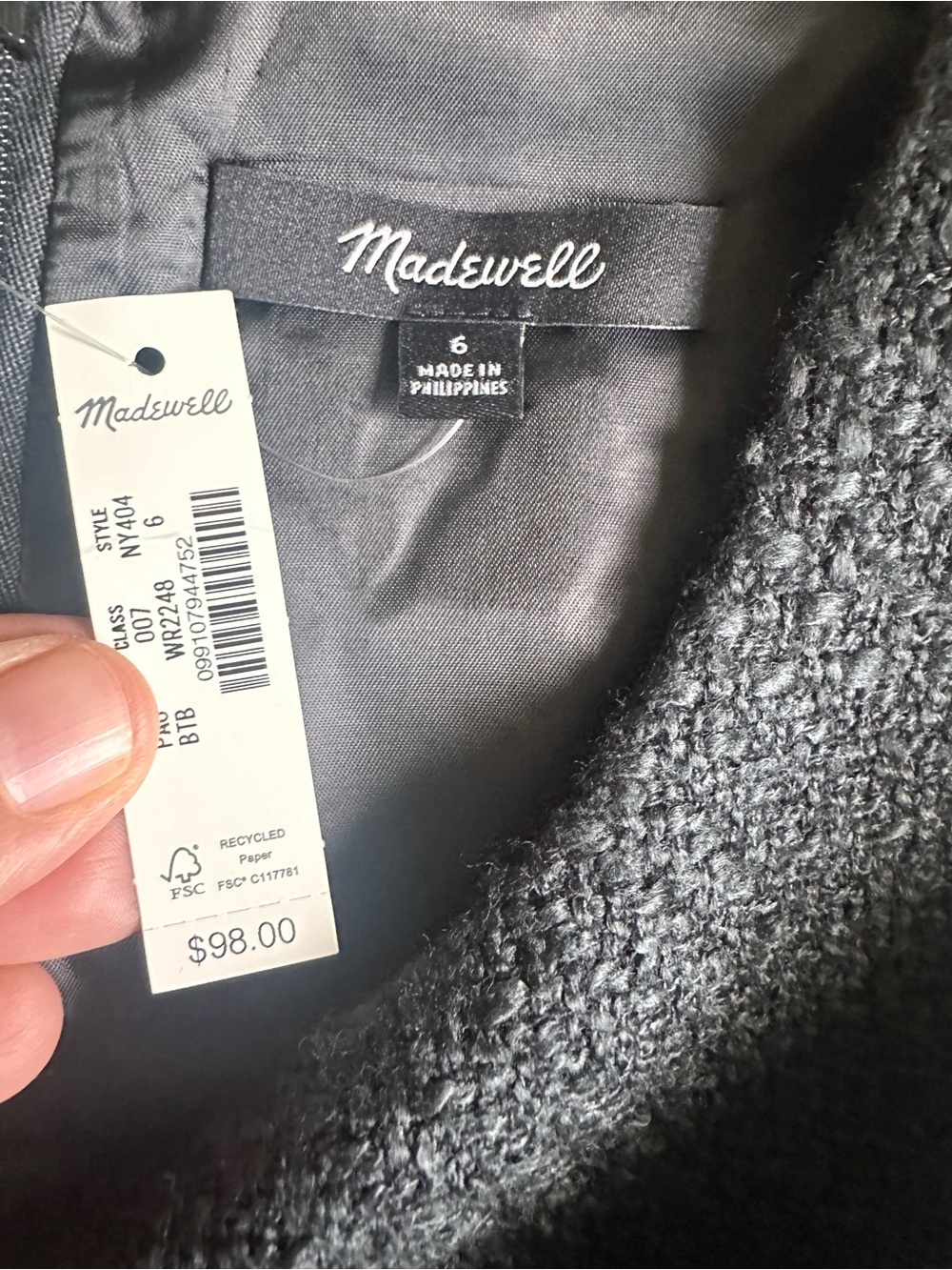Madewell Boxy Shell Top in Tweed, NWT, size 6 - Picture 6 of 8
